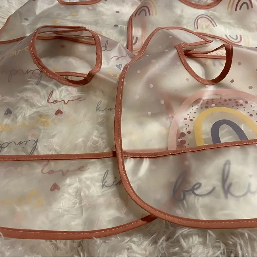 Chickpea Rainbow Plastic Bibs with Pockets (4)